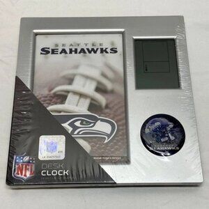 Seattle Seahawks Desk Clock Photo Frame NFL Football Team Logo Digital Alarm NWT